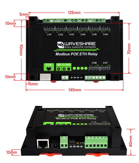 8 Ch Ethernet Relay Module Modbus RTU Modbus TCP Protocol PoE Port