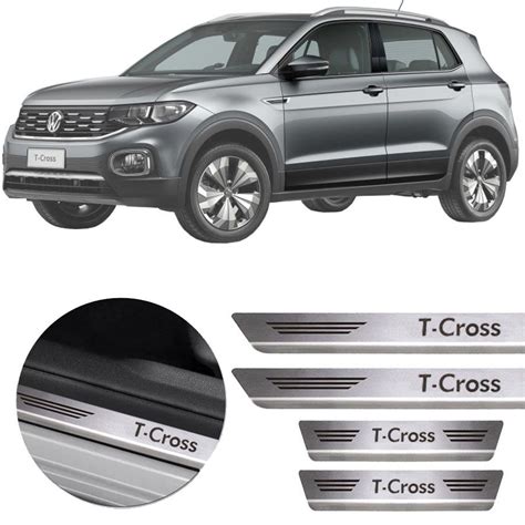 Soleira De A O Inox Premium Escovado Volkswagen T Cross Tcross