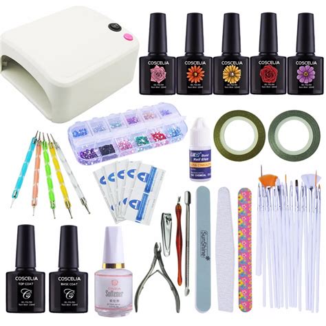 Manicure Set Nail Art Kits W Uv Lamp Dryer Colors Soak Off Gel