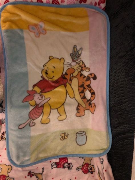 Vintage Winnie The Pooh Baby Blanket Tigger Butterfly On Nose Piglet