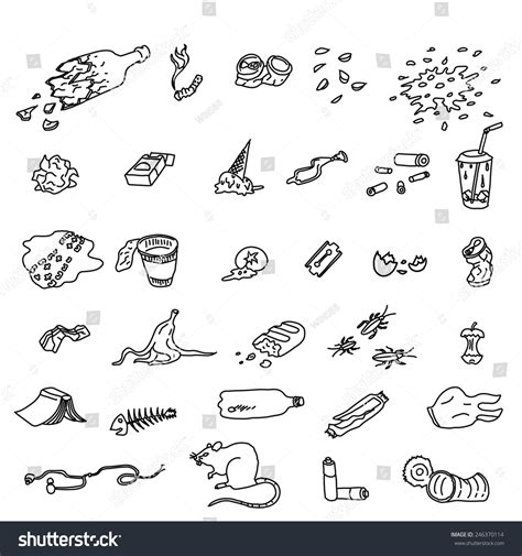 Set Street Garbage Waste Doodle Style Stock Vector 246370114 Shutterstock