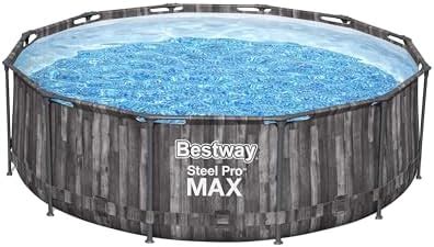 Bestway Steel Pro Max Frame Pool Komplettset Deluxe Rund Rattan Optik