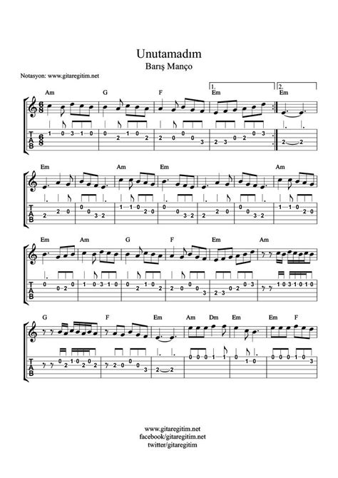 Can Bedenden Çıkmayınca Gitar Nota Tab Artofit