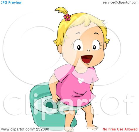 Clipart of a Potty Training Toddler Girl - Royalty Free Vector ...