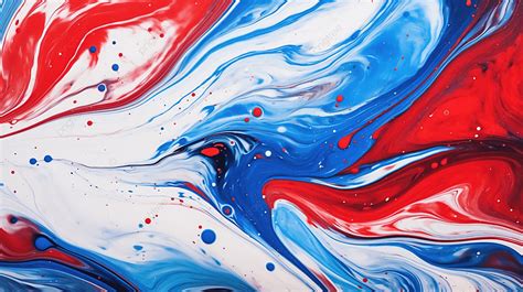 Red White Blue Acrylic Fluid Art Abstract Creative Christmas Background