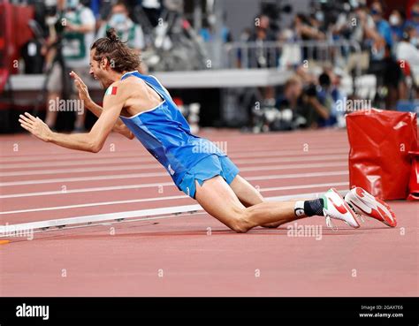 Tokyo Japan 1st Aug 2021 Gianmarco Tamberi Of Italy Reacts After