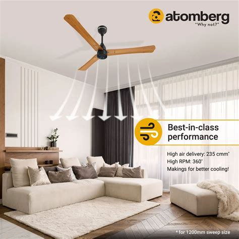 Atomberg Ceiling Fan Renesa With Remote Golden Oakwood