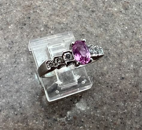 Vintage Effy 14k White Gold Pink Sapphire And Diamond Ring Etsy