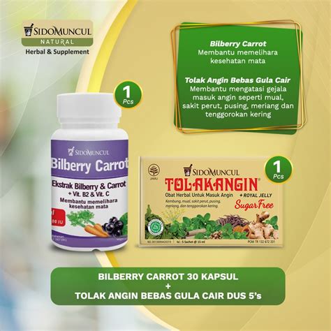 Jual Paket Sido Muncul Natural Bilberry Carrot Tolak Angin Bebas Gula