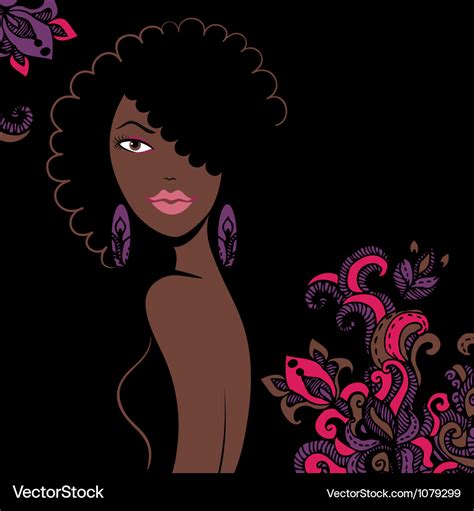 Beautiful African American Woman Silhouette Vector Image