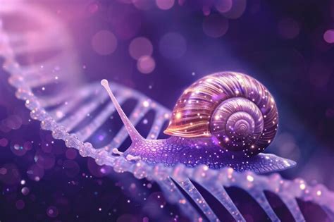 Premium Photo Abstract Snail Dna Molecules On A Purple Background