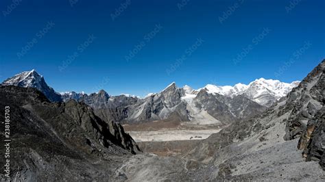 View Towards Khumbu Glacier And Lobuche Town From Kongma La Pass At