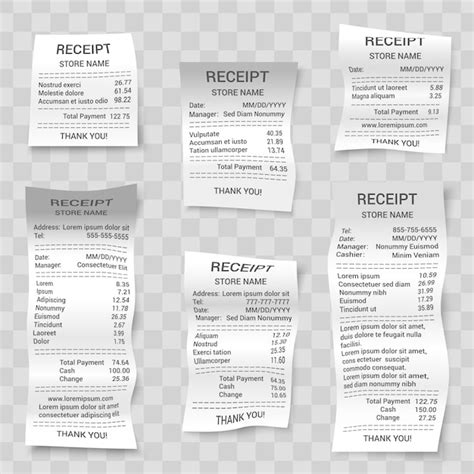 Premium Vector Realistic Paper Shop Receipts Set