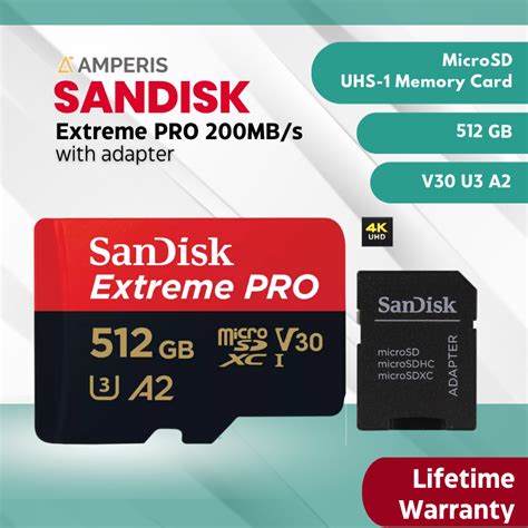 Sandisk Extreme Pro Microsdxc 512gb 200 Mbs Uhs 1 C10 U3 V30 A2 4k