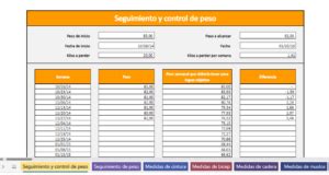 Plantilla De Excel Control De Peso Y Medidas Corporales Gratis