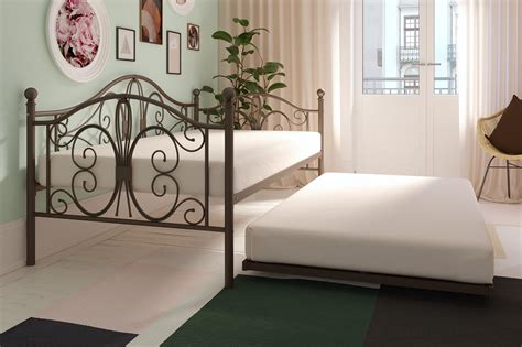 Dhp Bombay Twin Size Metal Daybed Frame And Twin Size Trundle Bronze