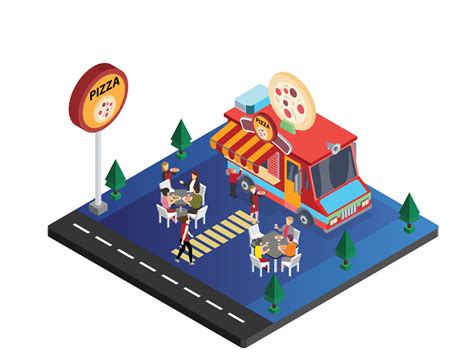 Pizza Food Truck isometric Artwork by IsoWorks on Dribbble