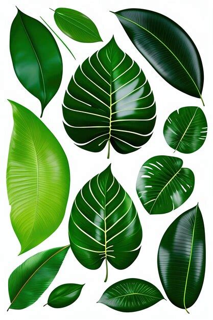 Premium Ai Image Tropical Leaves Set Isolated On White Background