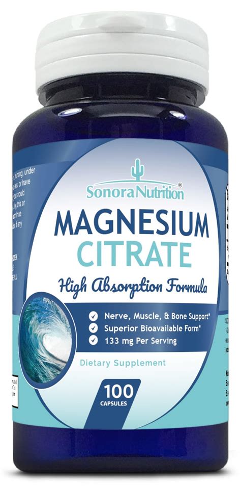 Sonora Nutrition Magnesium Citrate 133mg High Absorption Formula