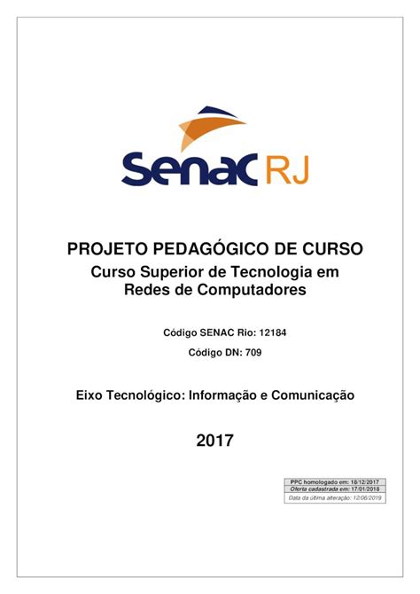 PDF PROJETO PEDAGÓGICO DE CURSO Senac RJ SERVIÇO NACIONAL DE