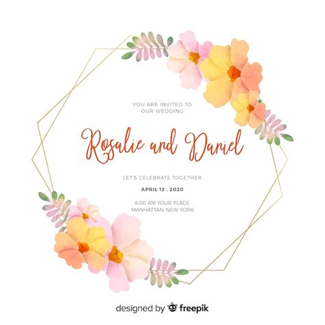 Invitaci N De Boda Marco Floral Acuarela Vector Gratis