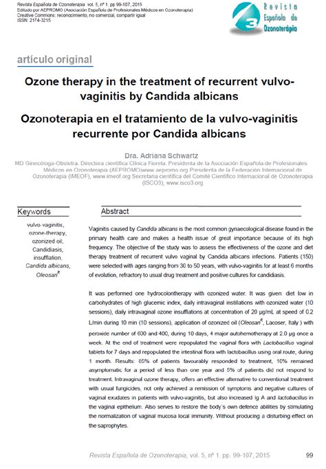 Ozonoterapia En El Tratamiento De La Vulvo Vaginitis Recurrente Por