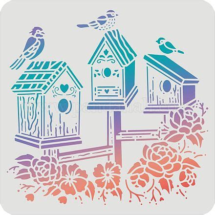 Wholesale Fingerinspire Bird House Drawing Painting Stencils Templates