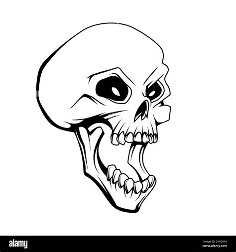 Skull open mouth drawing. Emblem tattoo skull. Halloween. Retro human ...