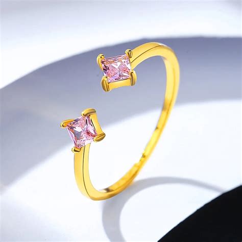 Bague Ajustable Or Carats Pierre Zircon Cubique Pour Fille Ado