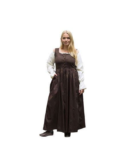 Robe Paysanne M Di Vale Lene Coton Sans Manches Marron Boutique P Es