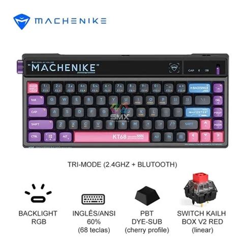 Machenike Kt68 Teclado Rgb Tri Mode Hot Swap Pbt Switch Red Cor De Teclado Preto Parcelamento