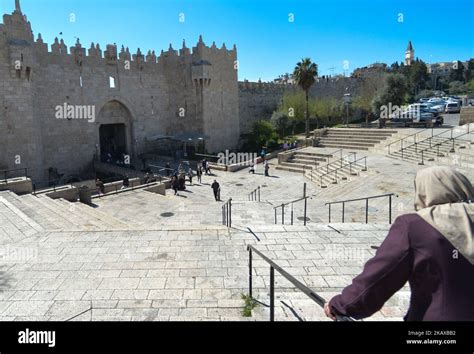 A View Of The Damascus Gate One Of Many Entrance Gates To The Old City