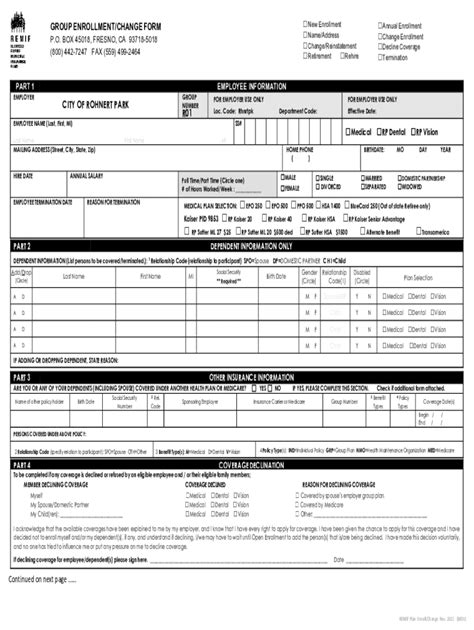 Fillable Online Fillable Online KP CA Group Enrollment Change Form 4