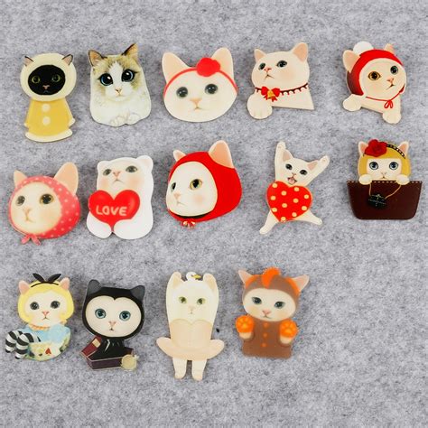 Cute 1pc Lot Cartoon Multi Styles Kawaii Cat Badges For Clothing Bag