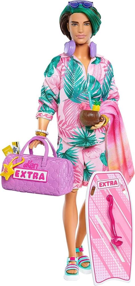 Travel Ken Doll With Beach Fashion Barbie Extra Fly Tropical Outfit