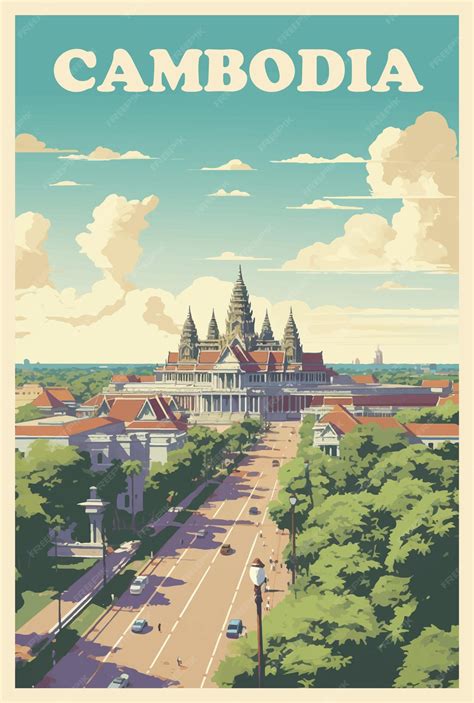 Premium Vector Cambodia Retro Poster