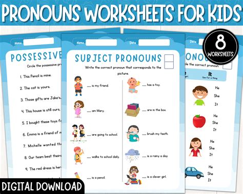 Subject Object And Possessive Pronouns Printable Worksheets