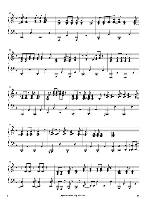 Queen Dont Stop Me Now Piano Sheet Music