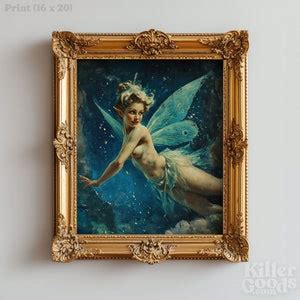 Nude Tinker Bell Vintage Adult Fairy Art Print Vintage Naked Fae Wall Art Retro Peter Pan