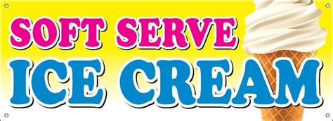 4 Less Co 18x48 Inch Soft Serve Ice Cream Vinyl Banner Sign With Grommets Yb