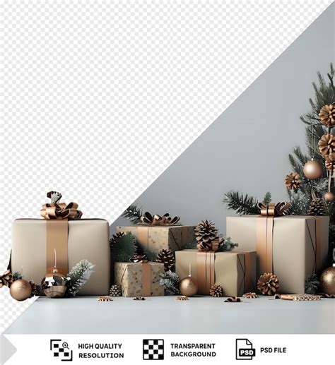 Fondo de imagen psd con regalos y decoraciones navideñas maqueta png