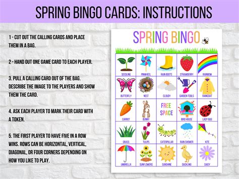 Printable Spring Bingo 30 Spring Bingo Cards Spring Activity Etsy