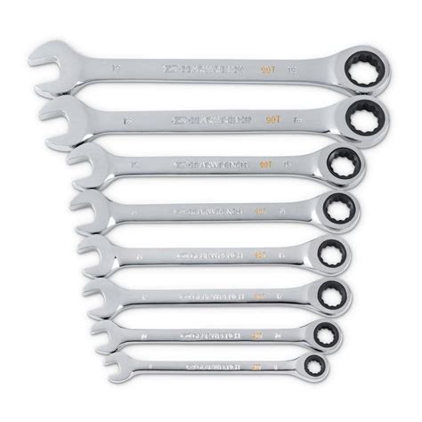 GEARWRENCH SAE 90 Tooth Combination Ratcheting Wrench Tool Set With