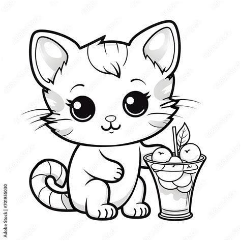 Cute Small Kitty Cat Coloring Page For Kids Coloring Page For Children