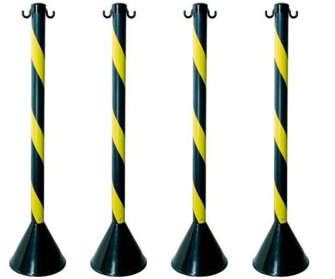 Kit 4 Pedestais Plásticos Zebrado Preto Amarelo 90cm Plastcor