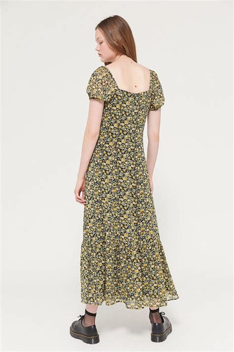 Uo Floral Puff Sleeve Maxi Dress Urban Outfitters Frock Dress Dress