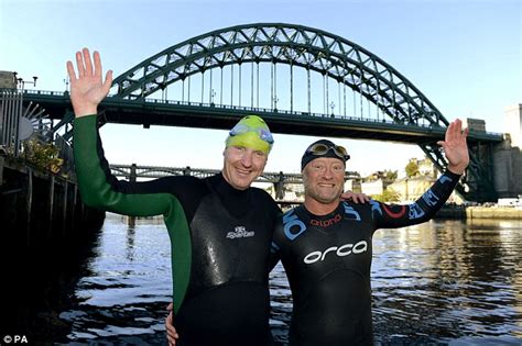 Henry Winter Completes River Tyne Swim After Losing Bet Daily Mail Online