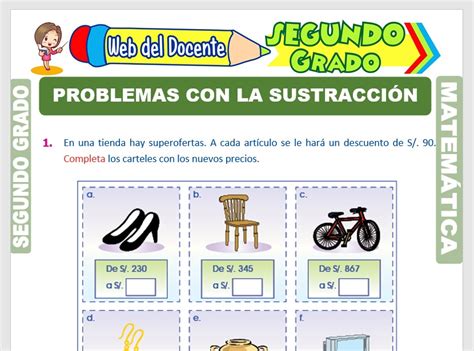 Problemas de la Sustracción para Segundo Grado de Primaria Web del