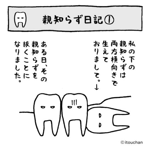 いとうちゃん（厭うちゃん）4コマ漫画 On Twitter 【親知らず日記①】（12） 親知らずとの戦いの記録📔（数年前の話です