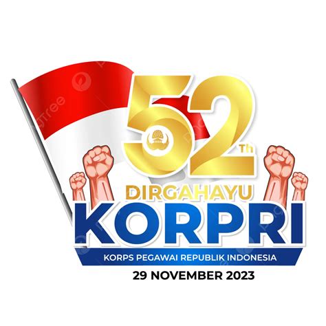 Texto De Saludo De Hut Korpri 2023 Con Bandera Indonesia Blanca Roja